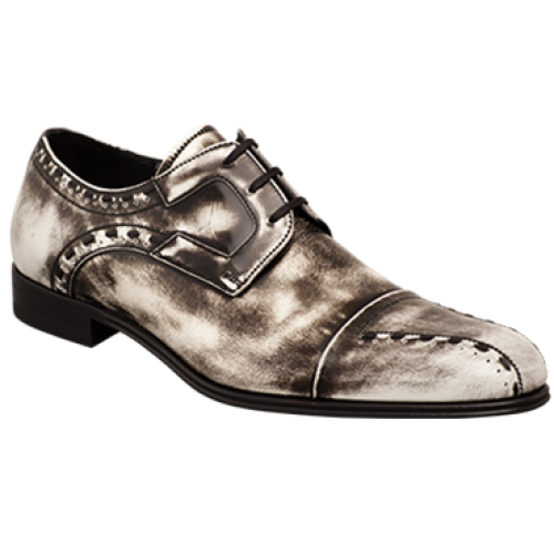 Mezlan "Paolino" White Irredescent Hand Blended Italian Calfskin Shoes
